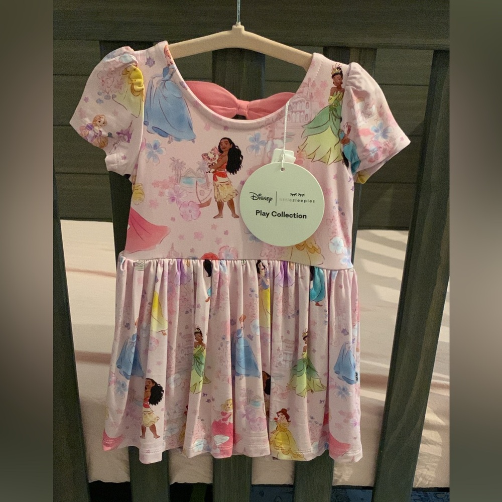 Little Sleepies Pink Disney Princesses Short Sleeve twirl dress